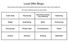 Local Offer Bingo Card