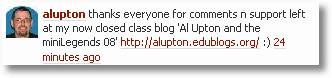 alupton Twitter: Thanks to everyone for comments n support left at now closed class blog.